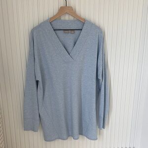 Light Blue V-Neck Women's Sweater